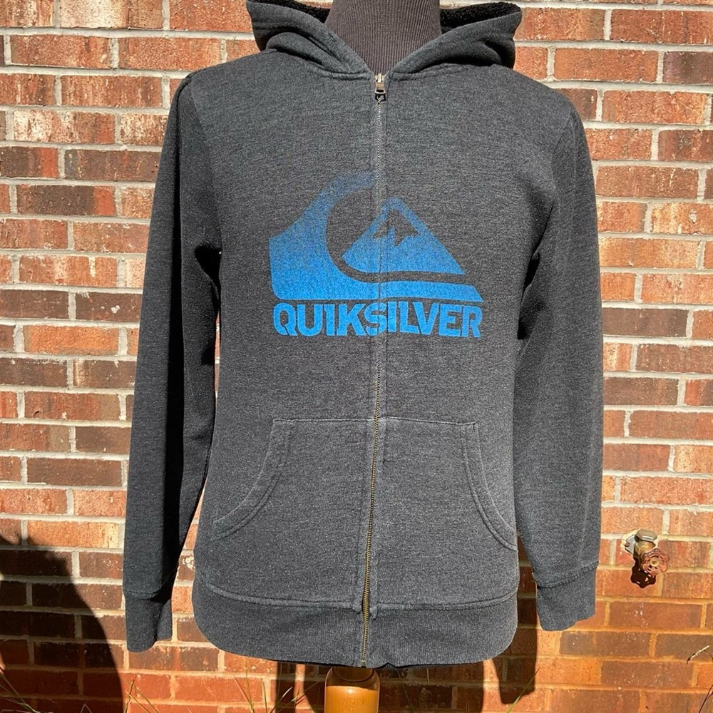 Quiksilver Grey Skater Sherpa Lined zip-up hoodie